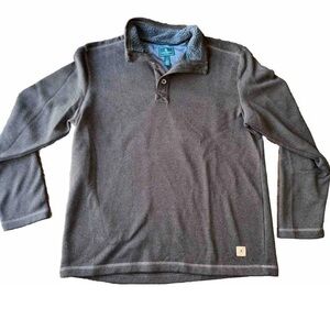 GH Bass Sweater Men's Large Brown  Pullover 1/4‎ Button Fleece